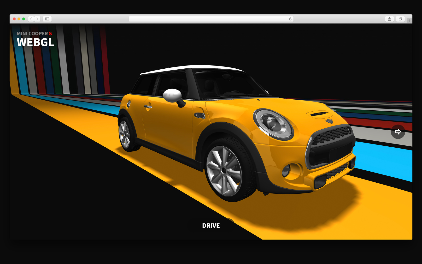 MINI in yellow paint, seen from the side